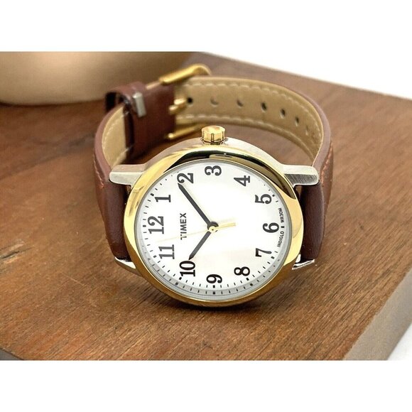 Timex Women's Watch TW2P78700 Indiglo Quartz Two Tone White Dial Brown L… - Picture 8 of 14